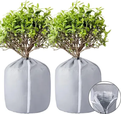 Zdjęcie produktu dla GIONAR 2 sztuki termicznej ochrony doniczek - 40x35cm torba ochronna na rośliny doniczkowe - zimowa ochrona doniczek ze sznurkiem - ochrona doniczek przed mrozem