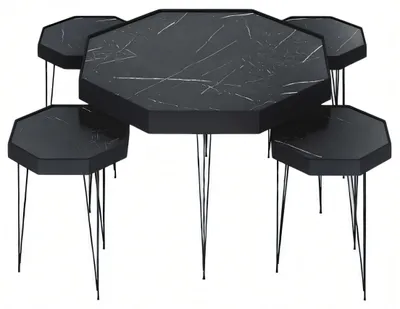 Productafbeelding van Zwarte houten salontafel met bijzettafels, modern en stijlvol