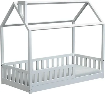 Produktbild von Hausbett Bodenbett JULIA PLUS 90x200 Weiß inkl. Kaltschaummatratze 10cm
