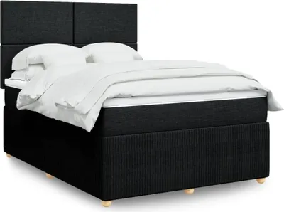 Produktbild von Boxspringbett mit Matratze Schwarz 140x200 cm Stoff, Klassische Betten 2024 Neu DesignMöbel