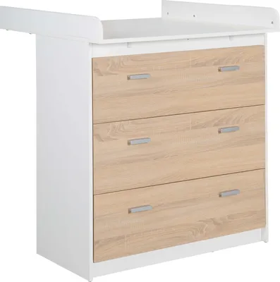 Produktbild von roba Wickelkommode mit abnehmbarem Wickelansatz „Gabriella“, bicolor, 3 Schubladen, Wickelhöhe 90 cm