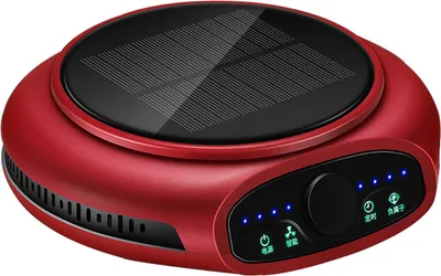 Image de Purificateur d'air pour voiture Énergie solaire Parfum pour voiture Multi-filtre Diffuseur d'arômes Mode auto, Rouge