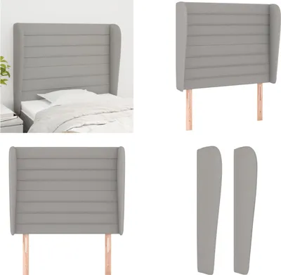 Produktbild von vidaXL Kopfteil mit Ohren Hellgrau 83x23x118/128 cm Stoff - Kopfteil - Kopfteile - Bett-Kopfteil - Bettkopfteil