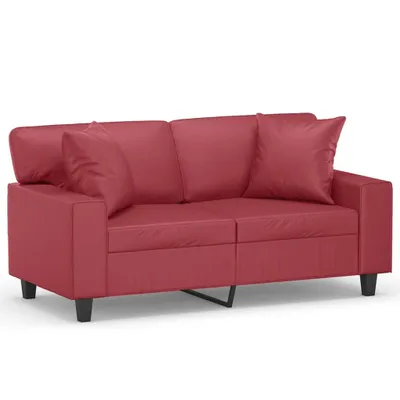 Immagine prodotto di divano a 2 posti con cuscini decorativi rosso vino 120 cm in ecopelle