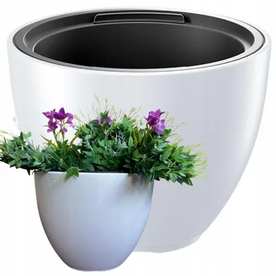 Produktbild von DTU24 HERA Großer runder frostbeständiger Blumentopf 57 cm Weiß