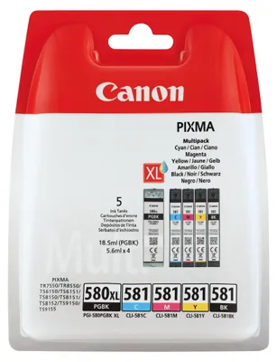 Produktbild von Canon PGI-580/CLI-581 PGBK/C/M/Y/BK Multipack, Schwarz, Blau, Cyan, Magenta, Gelb, 5,6 ml, 5 Stück(e), Multipack