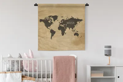 Produktbild von MuchoWow® Wandteppich Wandbehang Weltkarte - Braun - Vintage 90x90 cm Tapisserie Dekoration Wandtuch - Wandaufhänger