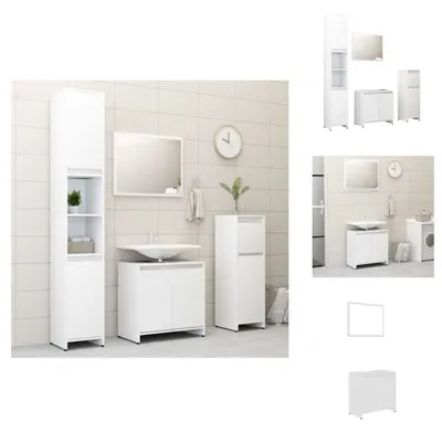Immagine prodotto di vidaXL set di mobili da bagno 4 pezzi in legno bianco - Set di mobili da bagno