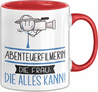 Produktbild von Abenteuerfilmerin Geschenk Tasse Becher Die Frau Die Allen Kann Geschenkidee für eine Abenteuerfilmerin Lustig (Rot)