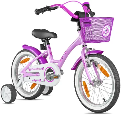 Image de Vélo pour enfants 16 pouces - Vélo pour filles avec roues stabilisatrices - Frein à rétropédalage - V-Brake
