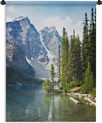Produktbild von MuchoWow® Wandteppich Wandbehang Der kanadische Moränensee mit seinen Gletschern und das Tal der Zehn Zinnen 90x120 cm Tapisserie Dekoration Wandtuch - Wanddeko