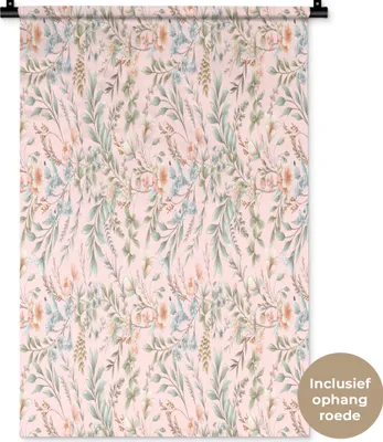 Produktbild von MuchoWow® Wandteppich Wandbehang Blumen - Pastell - Collage 60x90 cm Tapisserie Dekoration Wandtuch - Foto-Teppich - Abwaschbar