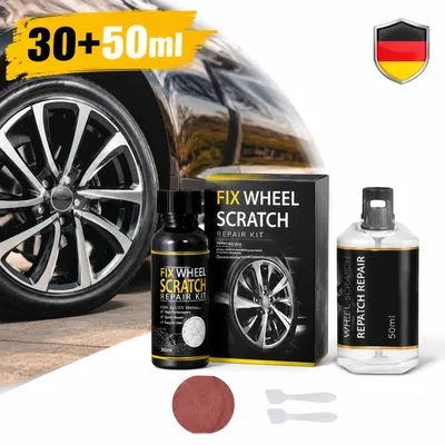 Produktbild von Schwarz Felgenreparatur Set 50ml Kleber Alufelgen 30ml Lack Kratzer Dellen Risse