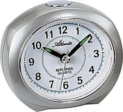 Produktbild von Atlanta 1593/19 Wecker Quarz analog silbern leise ohne Ticken mit Licht Snooze