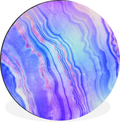 Produktbild von MuchoWow® Aluminium Wandkreis Neon - Edelsteine - Achat Ø 60 cm Wanddeko Modern Wohnzimmer - Wand Kreis - Wandbild - Schlafzimmer - Aluminium Bild - Kinderzimmer - Wohnzimmer Dekoration - Wandschmuck