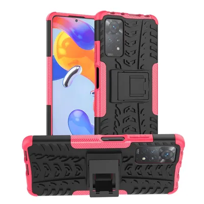 Productafbeelding van Beschermhoes voor Xiaomi Redmi Note 11 Pro, hoesje, bumper, etui met standfunctie, kleur: roze