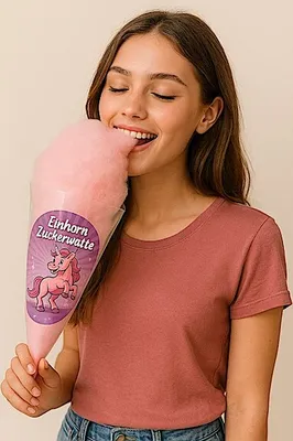 Produktbild von Einhorn Zuckerwatte im Spitzbeutel – Rosa, Bubblegum-Geschmack, 70 g – Süßes Geschenk für Kindergeburtstage & Partys