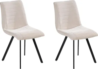 Produktbild von Polsterstühle - Beige - Schwarz - Cord - Metallgestell - 2er Set