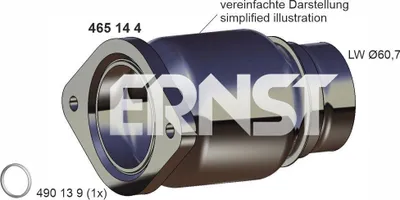Zdjęcie produktu dla ERNST 465144 Rura naprawcza katalizatora KAT do BMW 3 Touring (E91) 3 Limuzyna (E90) 1 Hatchback (E87) 3 Coupe (E92) 1 Hatchback (E81) 3 Cabrio