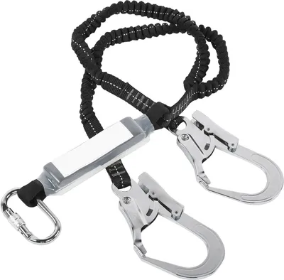 Immagine prodotto di Corda elastica anticaduta, corda elastica a doppio gancio in acciaio di grandi dimensioni, cintura di sicurezza a gancio elastico, cintura di sicurezza, cintura di sicurezza di lavoro in alto, corda di sicurezza