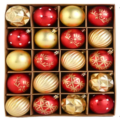 20 unzerbrechliche Weihnachtskugeln 6 cm rot gold