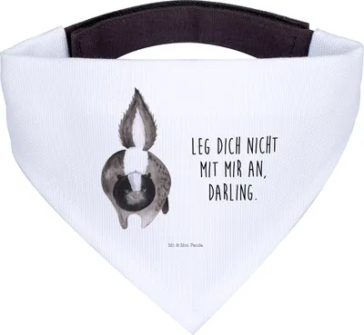 Produktbild von Mr. & Mrs. Panda Bandana Stinktier Angriff - Weiß - Geschenk, Drohung, Dreieckstuch, Halstuch für Hund, Raubtier, Skunk, Hunde Hals Tuch, wütend, Wildtier