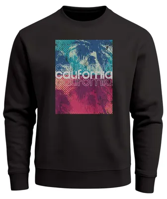 Produktbild von Sweatshirt Herren Frontprint California Pullover Palmen Print im Retro Look Fashion Streetwear Neverless®