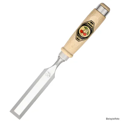 A single chisel with a wooden handle is shown against a white background.