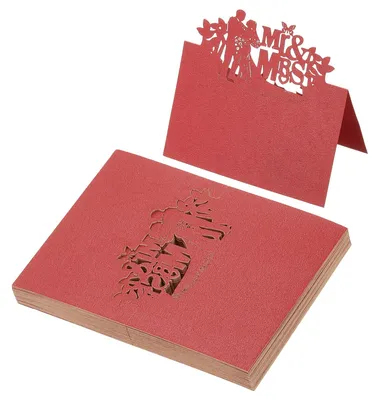 Productafbeelding van Tafelkaarten - Lasergesneden naamkaarten voor tafeldecoratie - 50 stuks - Rood