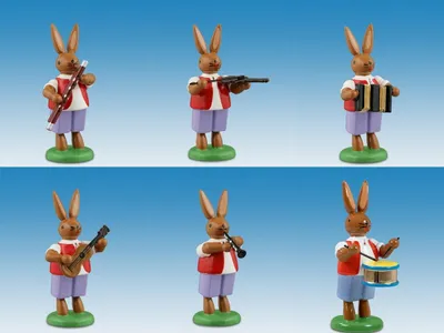 Produktbild von Osterdekoration Osterhasenmusikanten 6-tlg. bunt Höhe 7,5cm NEU