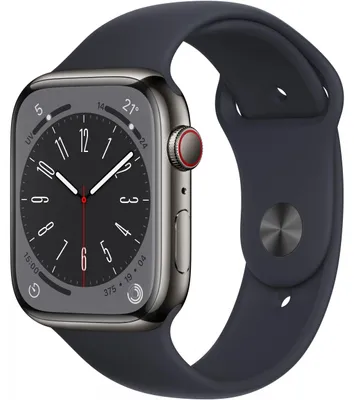 Produktbild von Apple Watch 8 4G 45mm Edelst. graphit/Sport mitternacht