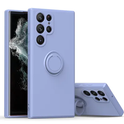 Immagine prodotto di Custodia per Samsung Galaxy S23 resistente ai graffi, morbida custodia in silicone con supporto ad anello e supporto viola lavanda