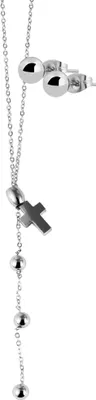 Produktbild von Akzent Edelstahl Schmuckset Kreuz, Kette und Ohrringe, 45+5 cm
