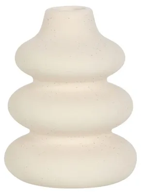 Gewellte Vase mit Tupfen, 12 cm, cremefarben