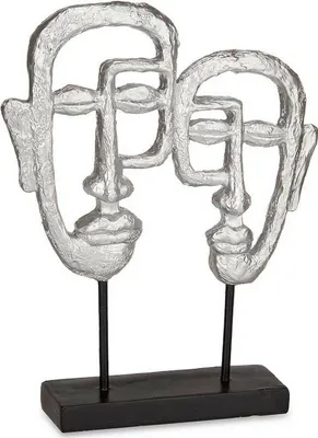 Obrázek produktu pro Dekorativní figurka s obličejem z polyesterové pryskyřice stříbrné barvy (27 x 32,5 x 10,5 cm)