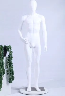 Produktbild von Eurotondisplay MC-1W schöne männliche abstrakte weiße Matt lackierte Schaufensterpuppe  Schaufensterfigure Metallplatte Egghead male mannequin white