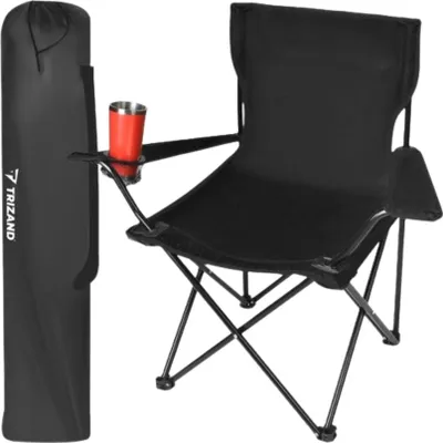 Image de Chaise pliante pour la pêche et le camping, avec étui, couleur noire