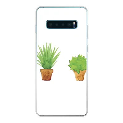 Produktbild von MuchoWow® Handyhülle Schutzhülle Hülle für Samsung Galaxy S10 Plus Blumentopf - Aquarell - Pflanzen Silikon Softcase Handy Hülle - Schutzhülle