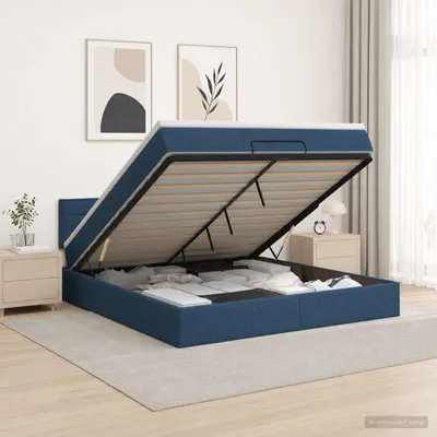 Obrázok produktu pre vidaXL Posteľ s úložným priestorom, s matracou a LED modrým osvetlením, 160 x 200 cm, látka