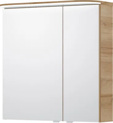 Produktbild von Spiegelschrank, 2-türig, mit LED Beleuchtung in Riviera Eiche quer Nb. BUDVA-66, B/H/T ca. 70/72,3/17 cm