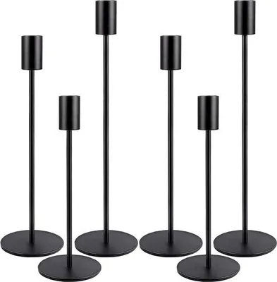 Produktbild von Famanu Set von 6 schwarzen Kerzenhaltern - für Stabkerzen bis 22 cm