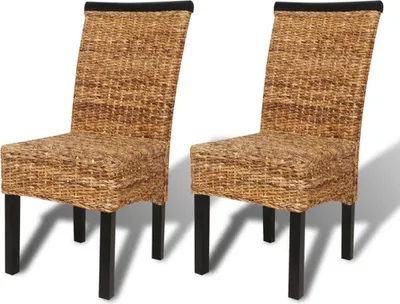 Image de vidaXL Chaises de salle à manger 2 pcs. Abaca et manguier massif