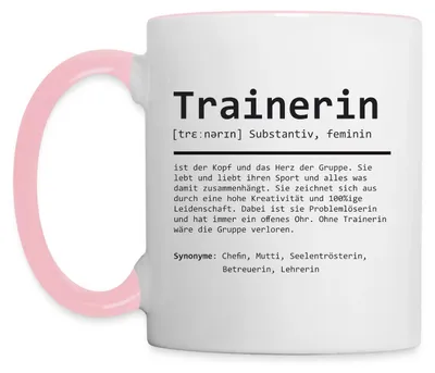 Produktbild von Spreadshirt Definition Trainerin Tasse Zweifarbig, One size, Weiß/Pink
