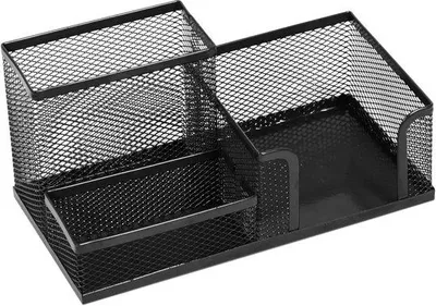 Immagine prodotto di Portaoggetti da scrivania in metallo, portapenne da scrivania, portapenne da scrivania con rete, 196 x 98 x 99 mm, nero