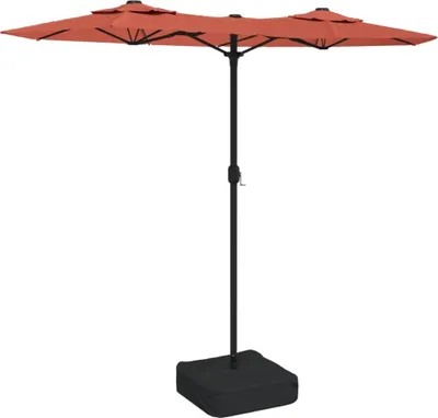 Zdjęcie produktu dla Podwójny parasol ogrodowy z LED, terakota, 316x145 cm