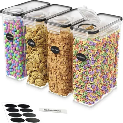 Image de Conteneurs de stockage alimentaires de 4 litres avec couvercle hermétique et étiquettes