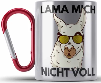 Produktbild von Trendation - Llama Mich Nicht Voll Edelstahl Tasse Karabiner Alpaka Geschenk Lama-Liebhaber Geschenkidee Frauen (Rot)