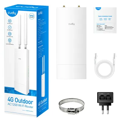 Obrázek produktu pro Cudy LT500, Wi-Fi 5 (802.11ac), Dvoupásmový (2,4 GHz / 5 GHz), Připojení na síť Ethernet, 4G, Bílá, Stolní/tyčový směrovač