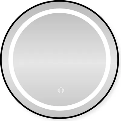 Produktbild von SensaHome Runder LED-Badezimmerspiegel – Dimmbare Wandspiegel mit Beleuchtung – Metallrahmen – 2700K/4500K/6400K – 50 cm – Schwarz