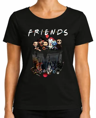 Immagine prodotto di FRIENDS Horror Icons Pennywise Michael Jason Freddy Pinhead Maglietta da donna, nero, L